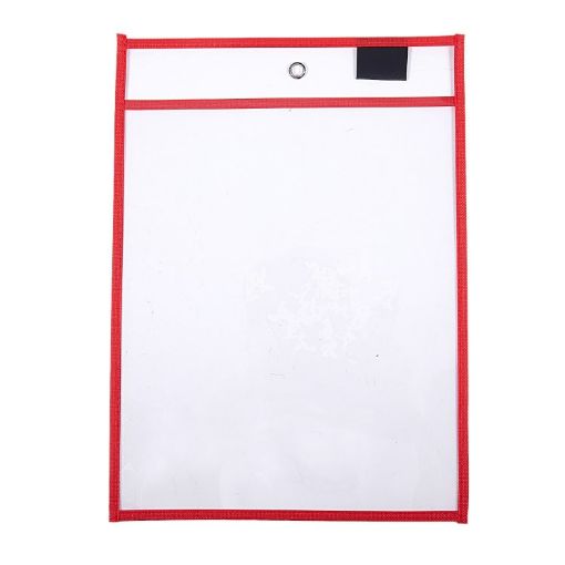 Erasable A4 PVC Transparent Red Document Bag, 21x30cm Dry Erase - 1