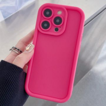 iPhone 16 Pro Shockproof TPU Case Rose Red - Precise Hole Frosted Frame - 1