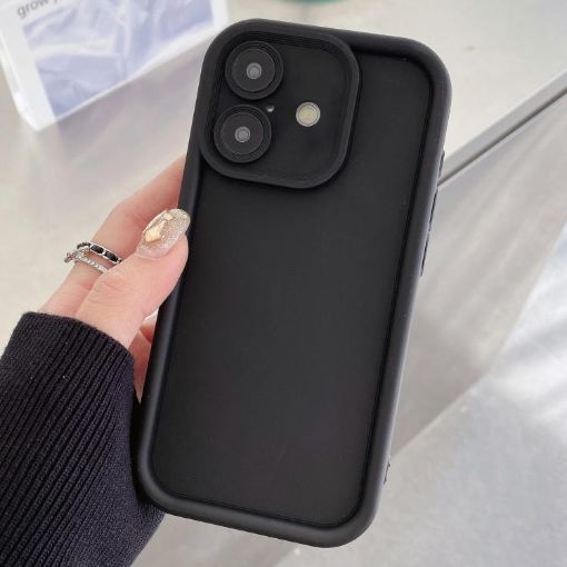 iPhone 16 Plus Black Shockproof Frosted TPU Case with Precise Holes - 1