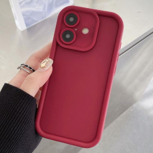 iPhone 16 Plus Wine Red Shockproof TPU Case with Precise Hole - 1