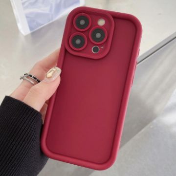 iPhone 15 Pro Shockproof TPU Case - Wine Red Frosted Frame - 1