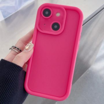 iPhone 14 Plus Shockproof TPU Case Rose Red - Precise Hole Frosted Frame - 1