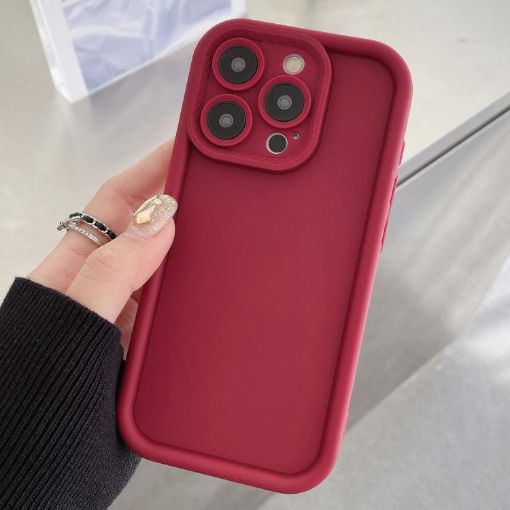 iPhone 13 Pro Shockproof Wine Red TPU Case - Frosted Precise Fit - 1