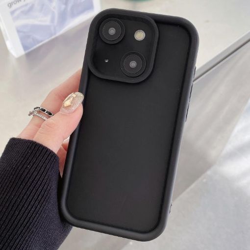 iPhone 13 Shockproof TPU Phone Case Black - Frosted Precise Hole Frame - 1