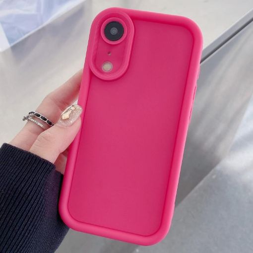 iPhone XR Shockproof TPU Case - Frosted Frame, Precise Hole, Rose Red - 1