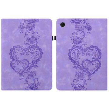 Samsung Galaxy Tab A8 10.5 2021 Love Hearts Leather Case - Purple - 1