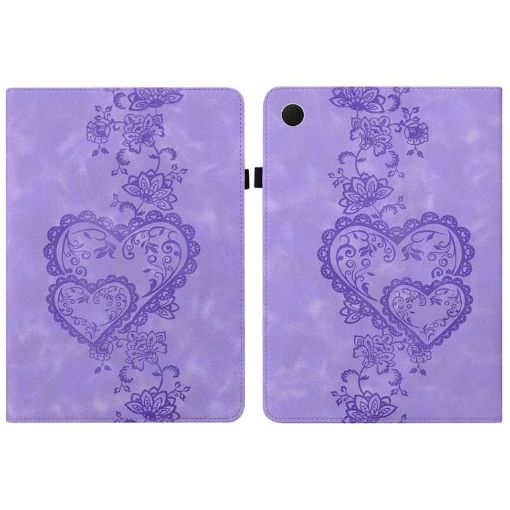 Samsung Galaxy Tab A8 10.5 2021 Love Hearts Leather Case - Purple - 1