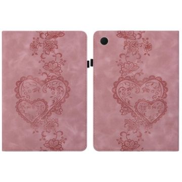Samsung Galaxy Tab A8 10.5 2021 Pink Love Hearts Leather Case - 1