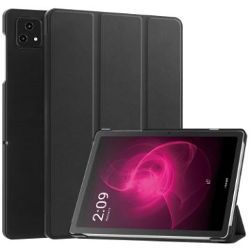 T-Mobile REVVL Tab 5G Leather Smart Case - Black, 3-Fold Holder - 1