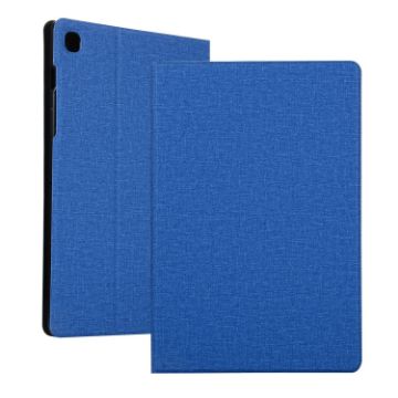 Samsung Galaxy Tab A7/T500 Blue Fabric Texture PU Leather Case with Holder - 1