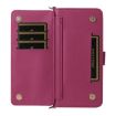 OPPO A5 5G/4G Leather Phone Case with 6 Card Slots & Wrist Strap - Rose Red - 5