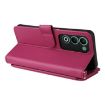 OPPO A5 5G/4G Leather Phone Case with 6 Card Slots & Wrist Strap - Rose Red - 7