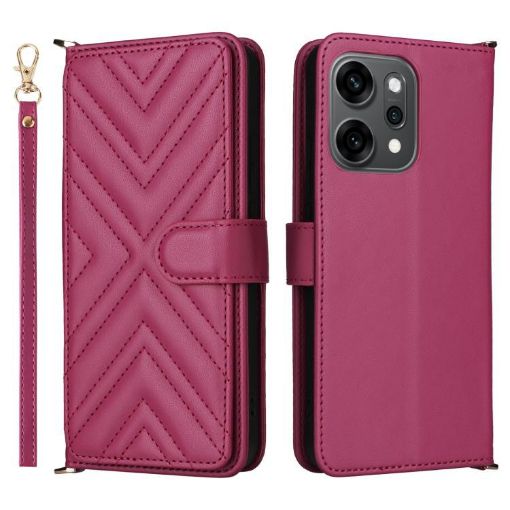 OPPO Reno14 5G Leather Phone Case with 6-Card Slots & Wrist Strap - 1