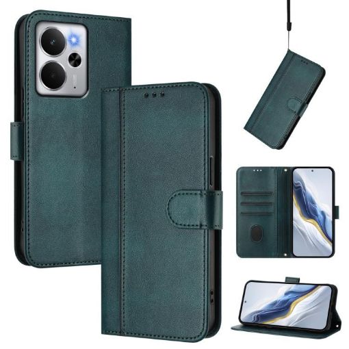 Realme 14 5G/14T 5G Retro Leather Phone Case - Dark Green - 1