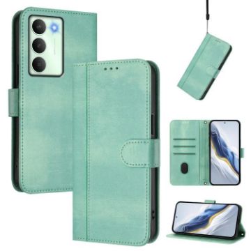 Realme V70/C75 5G Retro Leather Phone Case, Mint, Line Splicing Buckle - 1