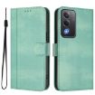 OPPO A5 5G Retro Leather Phone Case, Mint - Global Line Splicing Buckle - 2