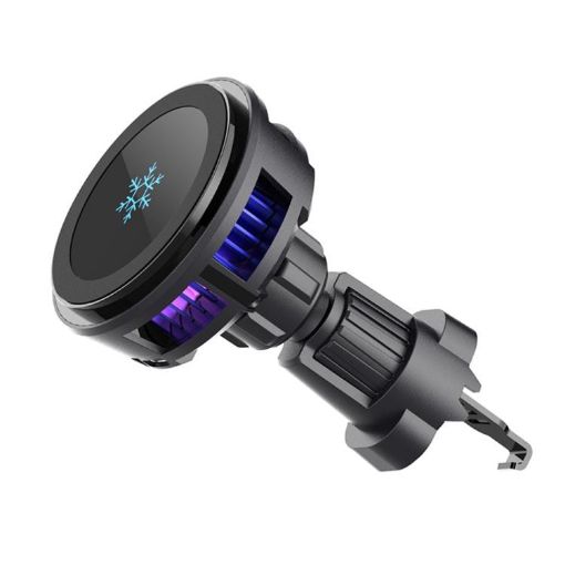 Q7 RGB 15W Car Wireless Charger Phone Holder - Black, Heat Dissipation - 1