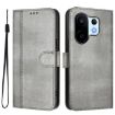 Vivo S30 Pro Mini Retro Leather Phone Case, Grey - Line Splicing Buckle - 2