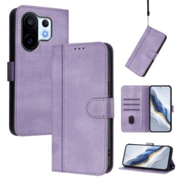 Vivo S30 Pro Mini Retro Leather Phone Case, Purple, Line Splicing Buckle - 1