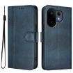 Vivo S30 Retro Leather Phone Case, Dark Blue - Line Splicing Buckle - 2