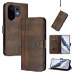 Vivo S30 Retro Leather Phone Case, Brown - Line Splicing Buckle Design - 1