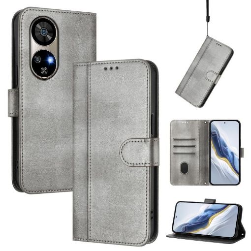 Ulefone Note 17 Pro Retro Leather Phone Case, Grey, Line Splicing Buckle - 1