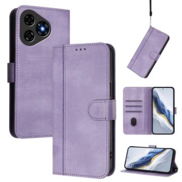 Ulefone Note 19 Retro Leather Phone Case, Purple, Line Splicing Buckle - 1