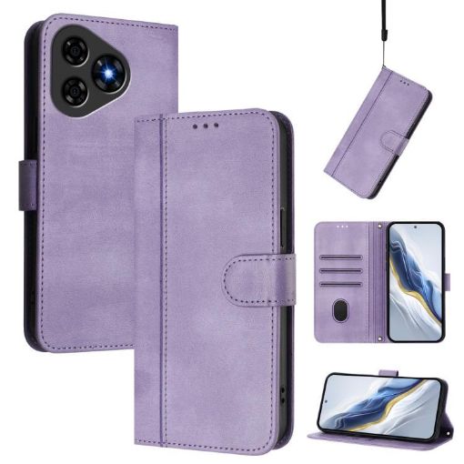 Ulefone Note 19 Retro Leather Phone Case, Purple, Line Splicing Buckle - 1