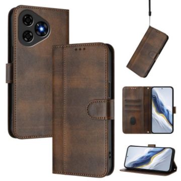Ulefone Note 19 Retro Leather Phone Case, Brown, Line Splicing Buckle - 1