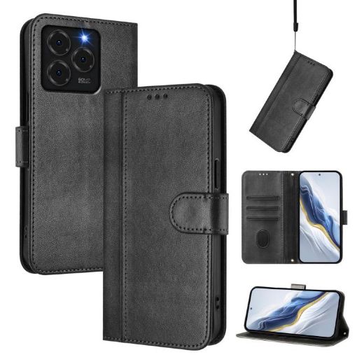 Ulefone Note 20 Pro Retro Leather Phone Case - Black, Line Splicing Buckle - 1