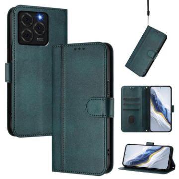 Ulefone Note 20 Pro Retro Leather Phone Case, Dark Green, Line Splicing - 1