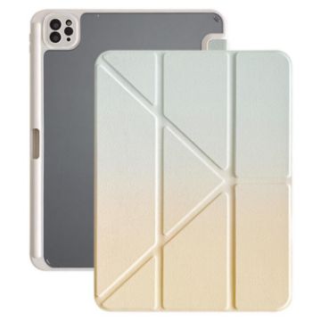 iPad Pro 13 2024 Rainbow Gradient Yellow Leather Tablet Case Holder - 1