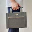 iPad Pro 13 2024 Grey Retro Leather Tablet Case with Zipper Handle - 6