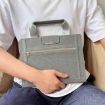 iPad Pro 13 2024 Grey Retro Leather Tablet Case with Zipper Handle - 7