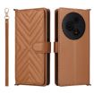 TCL 605/60 SE Leather Phone Case with 6-Card Slots & Wrist Strap - Brown - 1
