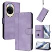 Huawei nova 14 Retro Leather Phone Case, Purple Line Splicing Buckle - 1