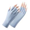 Ladies Half Finger Ice Silk Sunscreen Gloves - Blue, Cent Finger Style - 1