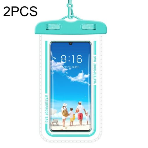 Waterproof Transparent Cell Phone Case Bag - 2 PCS Macaron Blue - 1