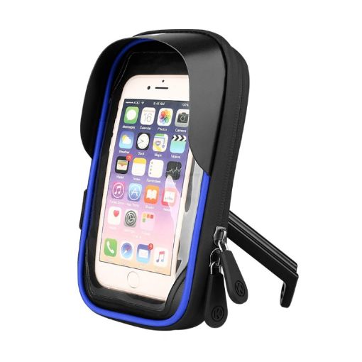 Blue Waterproof Mountain Bike & Motorcycle Phone Holder with Shade - 1