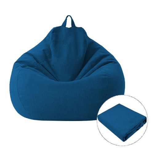 Blue Lazy Sofa Bean Bag Chair Fabric Cover, 70x80cm Size - 1