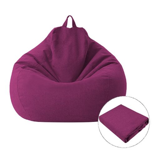 Purple Lazy Sofa Bean Bag Chair Fabric Cover, 70x80cm Size - 1