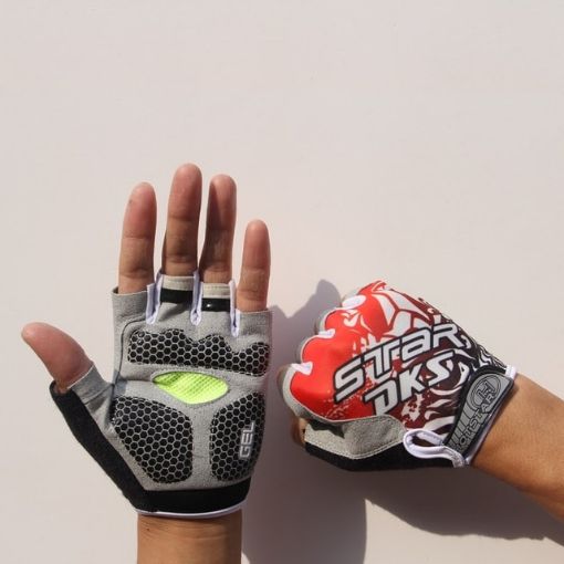 Cycling Shock Absorbing Anti-Slip Half-Finger Gloves, Size M (Red) - 1
