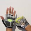 Yellow Cycling Shock Absorbing Anti-Slip Half-Finger Gloves, Size L - 1