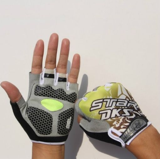 XL Yellow Cycling Shock Absorbing Anti-Slip Half-Finger Gloves - 1