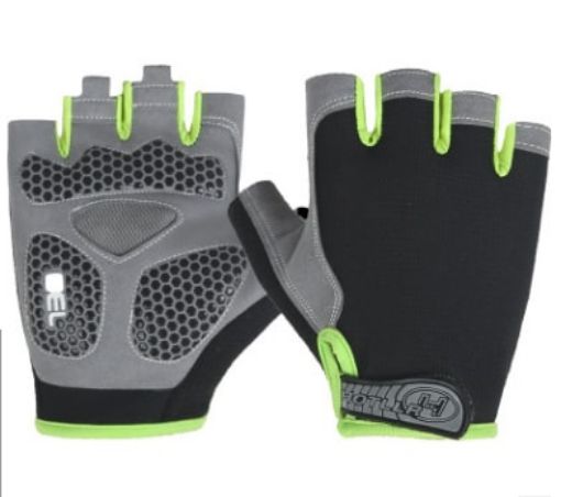 XL Black+Green Cycling Shock Absorbing Anti-Slip Half-Finger Gloves - 1