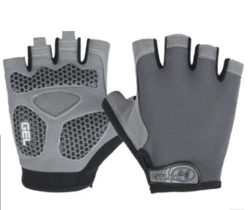 XL Grey Cycling Shock Absorbing Anti-Slip Half-Finger Gloves for Fitness - 1