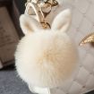 Creamy-White Fur Pom Keychains - Fake Rabbit Fur Ball Keychain - 1