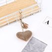 Lake Blue Heart Keychain Leather Tassel Gold Holder Crystal Keyring Gift - 3