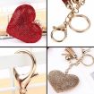 Silver White Heart Keychain Leather Tassel Gold Holder Crystal Keyring - 4