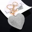Silver White Heart Keychain Leather Tassel Gold Holder Crystal Keyring - 6
